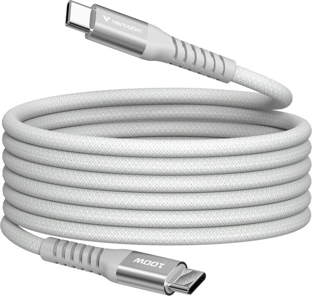 Verbatim Sync & Charge Magnetkabel USB-C auf USB-C, 100W, 1,2m, Grau - Bild 1