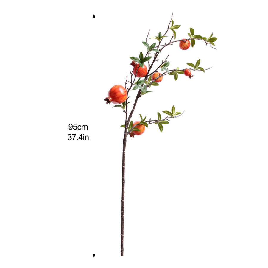 Realistischer künstlicher Granatapfelzweig mit 6 Früchten in Rot für die Dekoration in der Vase - Bild 3