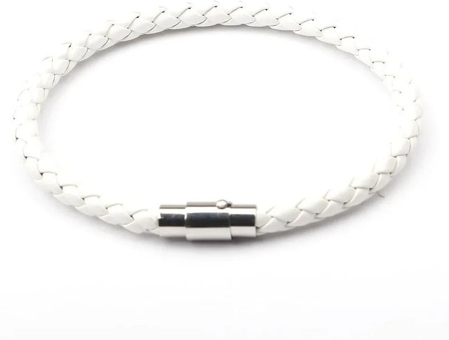 TuiYing Armband, Leder, Edelstahl, Weiß, Unisex - Bild 1