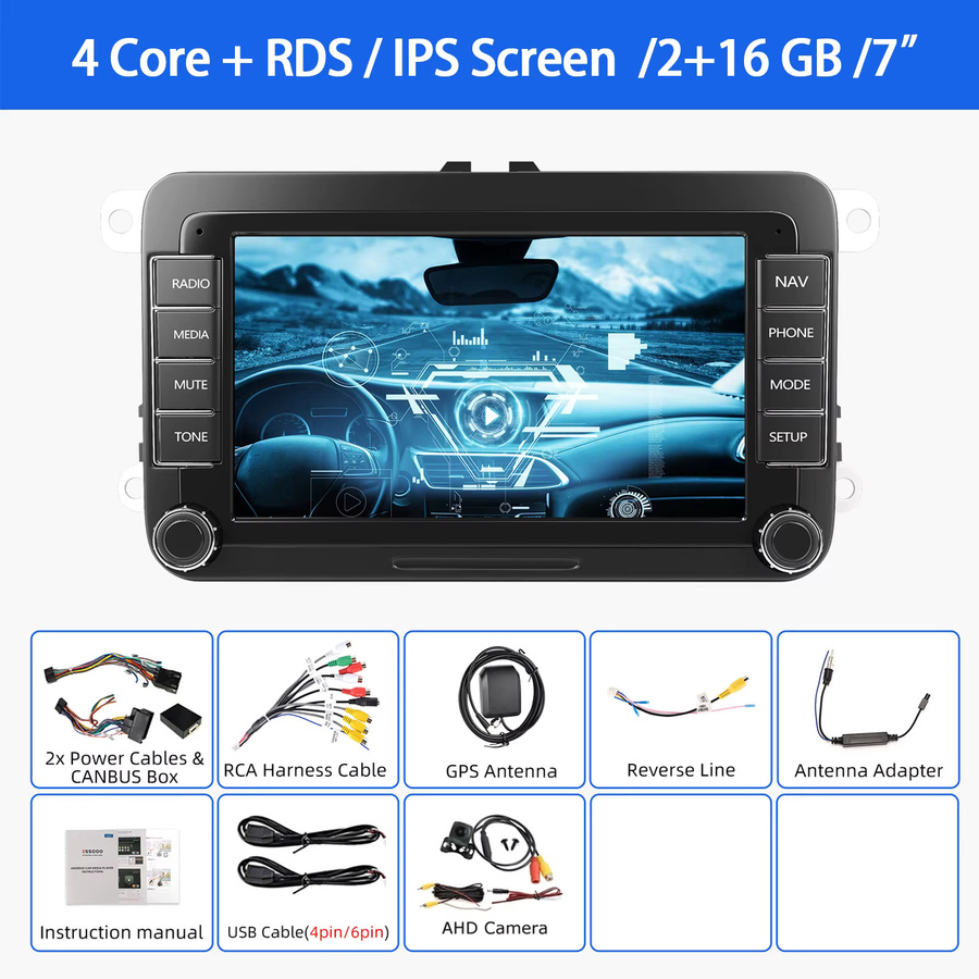 MOPECT Android 15 Autoradio mit 4G und 64G Speicher für VW, Seat und Skoda, inklusive GPS, Carplay und Bluetooth, Schwarz - Bild 6