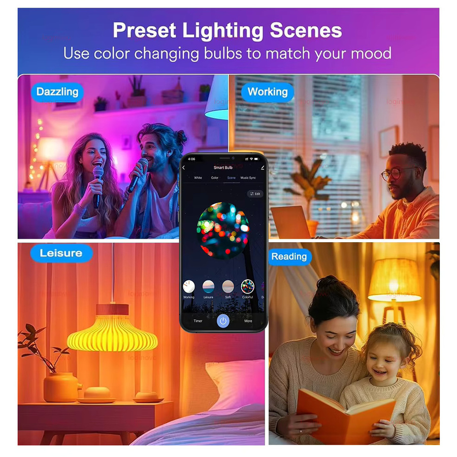 Tuya Smart LED Glühbirne E27 RGB Multicolour mit WiFi und Bluetooth für Alexa und Google Assistant - Bild 4