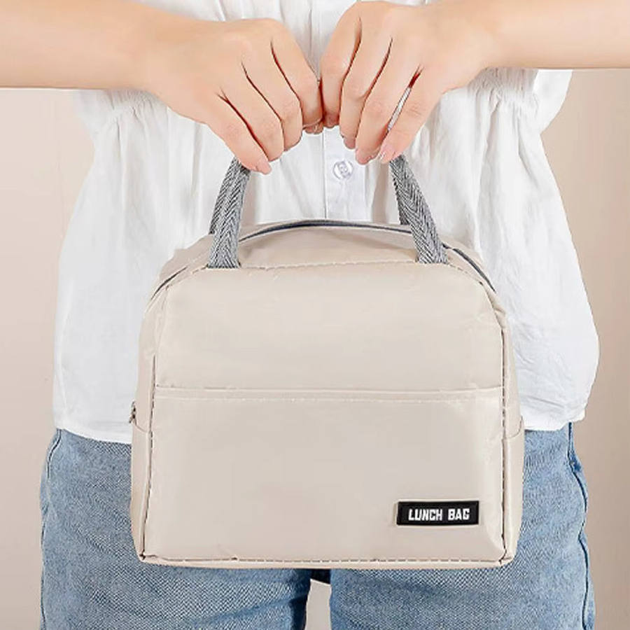 Tragbare isolierte Lunchbox-Tasche in Beige mit Thermoisolierung für Schule und Arbeit - Bild 1