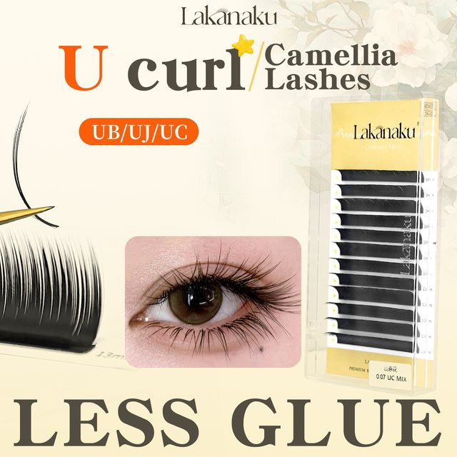 LAKANAKU Kamelie Einzelne Wimpernverlängerungen, Black LB Curl, Unisex - Bild 1