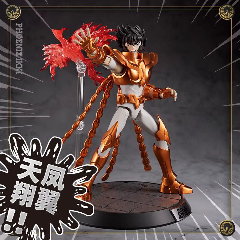 Blokees Saint Seiya Gold Saints Actionfiguren Phoenix Ikki, Gemini Saga und Dragon Shiryu Sammlerstücke Modellfiguren in Gold - Bild 3