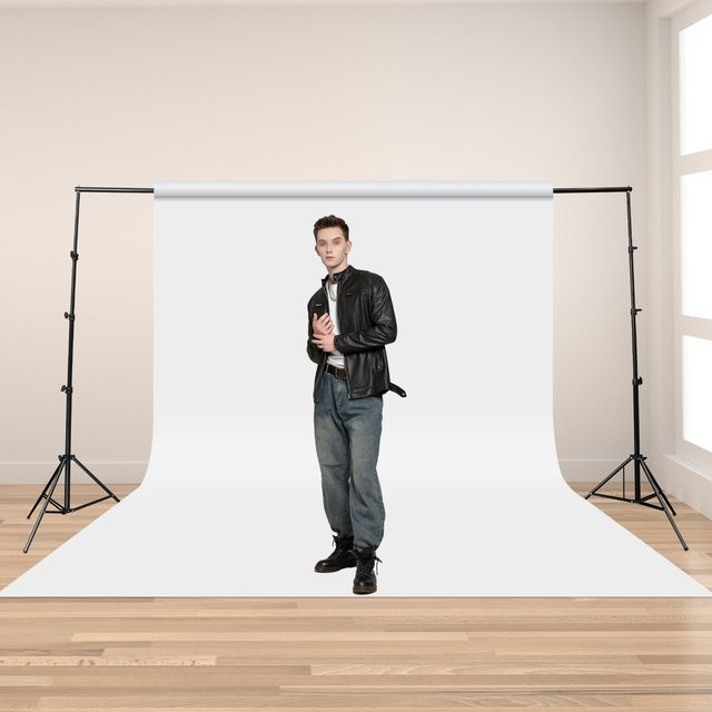 Verstellbarer Fotostudio Hintergrundständer für Kulissen in Schwarz - Bild 1