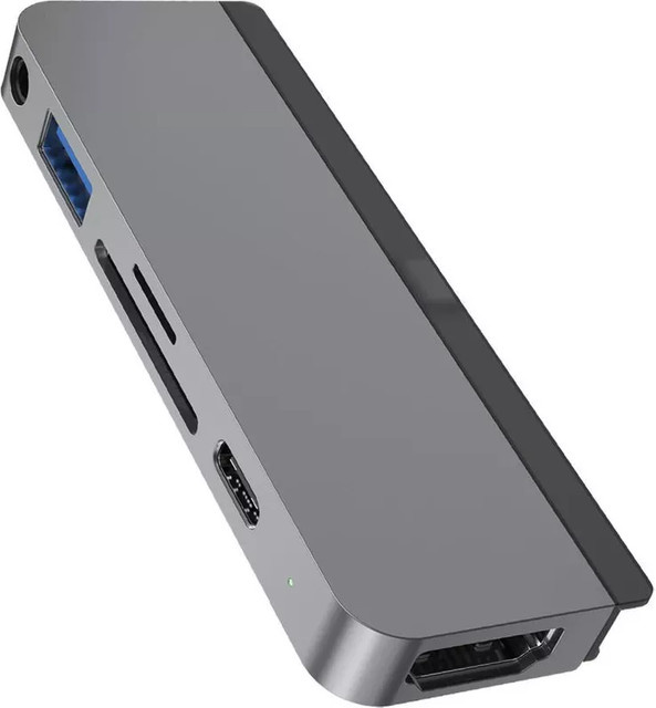 Hyper 6-in-1 USB-C Hub für iPad Pro in Grau mit HDMI, DisplayPort, Ethernet/LAN, USB-A und USB-C - Bild 1
