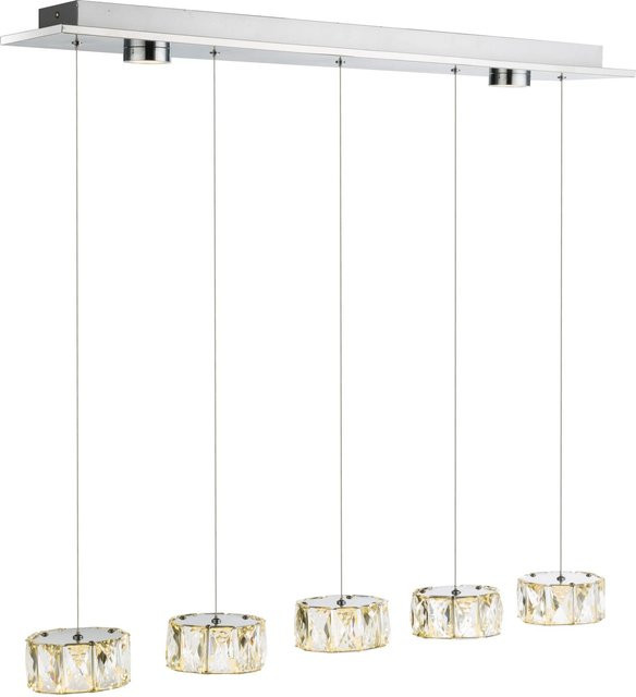 Globo LED-Pendelleuchte Amur in Chrom mit 7 Glaskristallen und Acryl-Elementen - Bild 1
