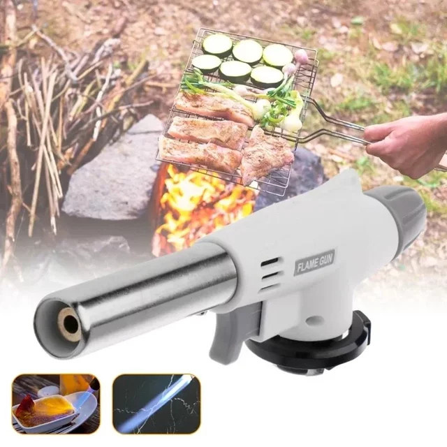 Butanbrenner aus Metall in Weiß für Camping, Grillen und Outdoor-Cooking - Bild 1