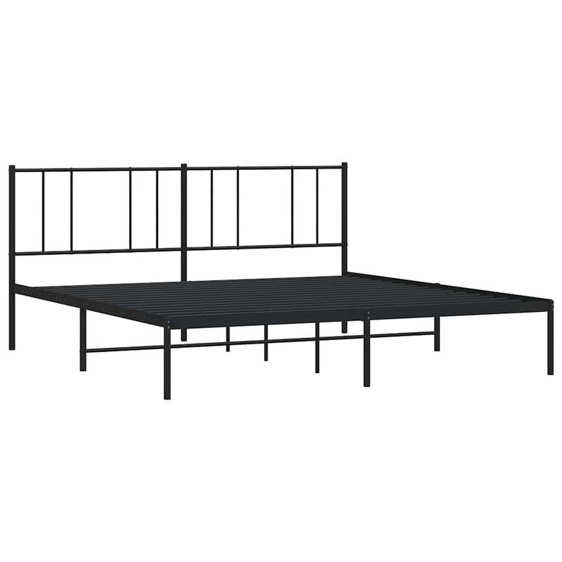 Vidaxl Metall-Bettgestell mit Kopfteil aus Stahl in Schwarz, B/T: 193 x 203 cm - Bild 2