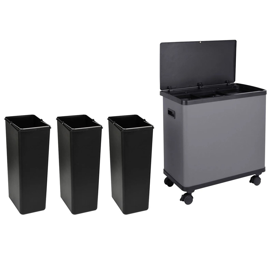 SVITA SR3X18 Sensor-Mülleimer Mülltrennsystem mit 3 Fächern, Grau, Volumen: 54 l - Bild 2