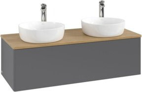 V&B Antao Waschtischunterschrank mit Beleuchtung, Farbe Eiche Honig Braun, B/T/H: 120 x 50 x 36 cm - Bild 1
