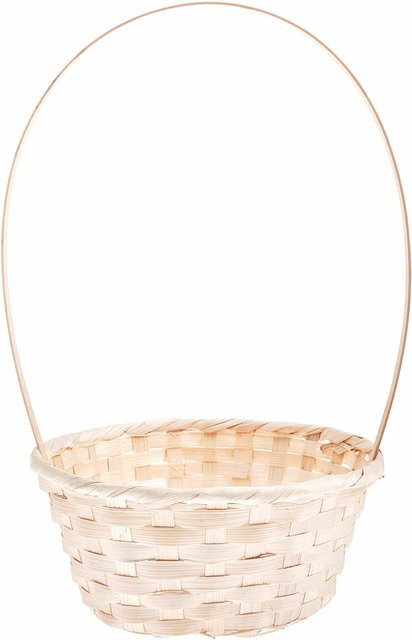 Rico Design Bambus Korb mit Henkel in Weiß, B: 38,0 cm, H: 23,0 cm - Bild 1