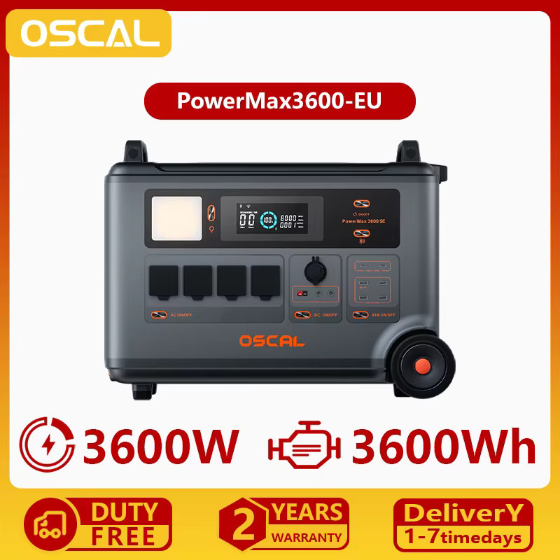 Oscal PowerMax 3600SE Tragbare Powerstation mit 3600Wh LiFePO4-Akku und 3600W Solargenerator für Zuhause, Camping und Outdoor - Bild 4