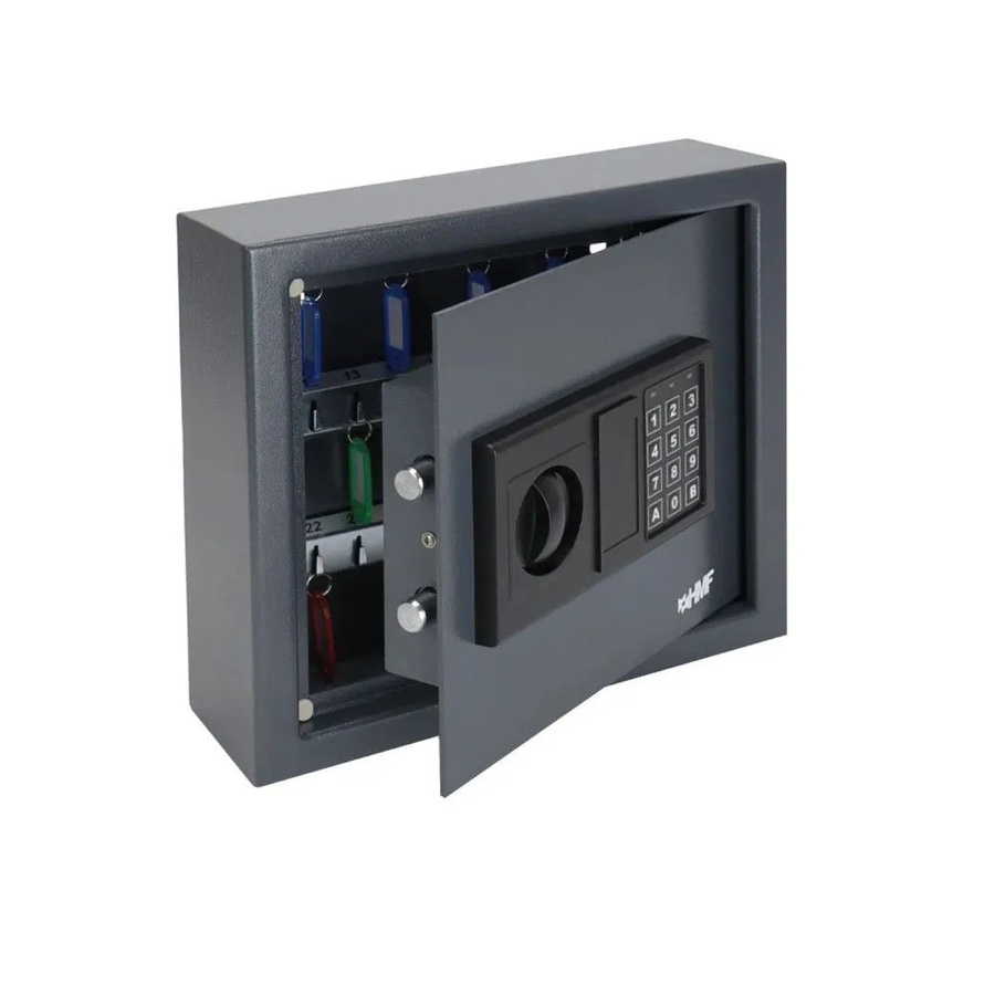 HMF 2030-11 Schlüsseltresor mit elektronischem Zahlenschloss und 30 Haken, Anthrazit, B/T/H: 30 x 28 x 10 cm - Bild 2