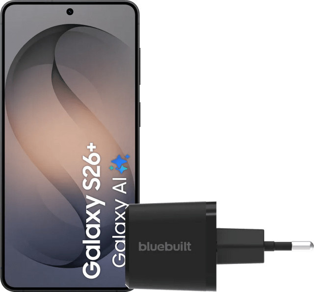 Samsung Galaxy S26 Plus 512GB Schwarz 5G mit BlueBuilt 45 Watt Ladegerät Schwarz - Bild 1