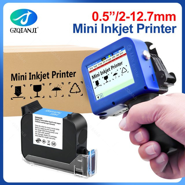 Tragbarer Mini-Tintenstrahldrucker zur Etikettencodierung für Text, QR-Code, Barcode, Bilder und Logos in Blau, Druckhöhe 2–22,7 mm - Bild 1