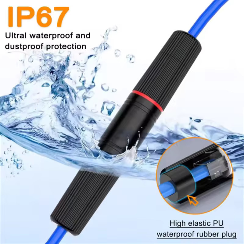AOKIN RJ45 Ethernet Netzwerk Koppler IP67 Wasserdicht LAN Adapter für Cat5e und Cat6 in Schwarz - Bild 2