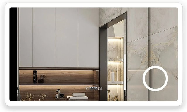 Aica Sanitär Badspiegel mit LED Beleuchtung und Uhr, B: 100 cm, H: 60 cm, dimmbar mit Memory Touch Funktion - Bild 1