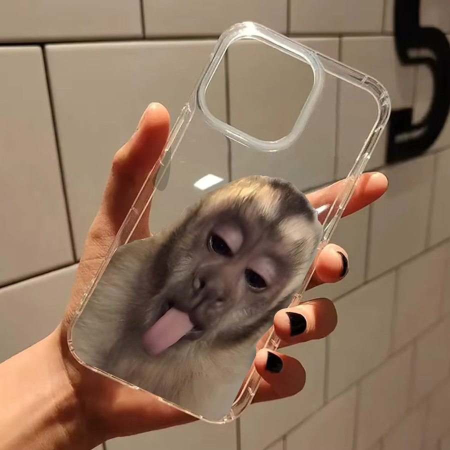 Transparente Silikonhülle mit lustigem Affenmuster für iPhone 11 bis iPhone 17 Pro Max - Bild 3