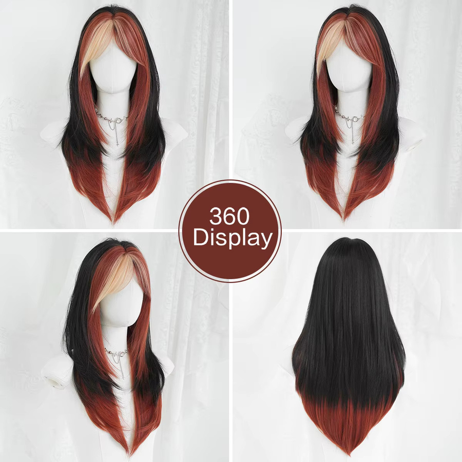 7JHH WIGS Perücke, schwarz-kupfer Ombre, synthetisch, Damen - Bild 3