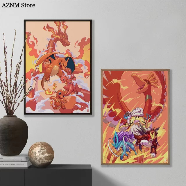 Potdemiel Leinwand-Wandkunst Pokemon Pikachu Motiv in Mehrfarbig als rechteckiges Poster - Bild 1