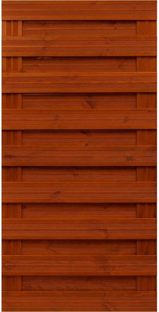 Sichtschutzzaun-Element Goch aus Holz in Teakfarben lasiert, Höhe: 180 cm, Breite: 90 cm - Bild 1