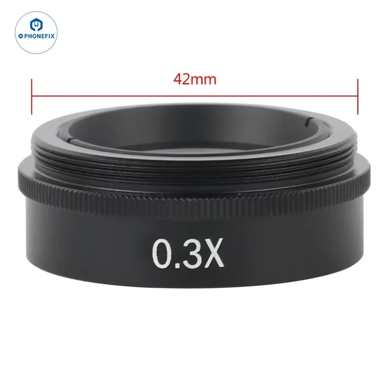 Mshiwi Barlow-Objektiv-Set mit M42mm Gewinde für Industrie-Zoom-Stereo-Binokular-Trinokular-Mikroskope, Schwarz, Vergrößerungen: 0,3X, 0,5X, 0,7X, 2,0X - Bild 3