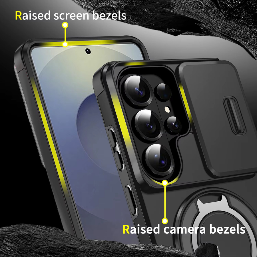 Magnetische Schutzhülle für Samsung Galaxy S26 S25 S24 S23 Plus Ultra FE mit Schiebefenster in Pink und Black - Bild 3