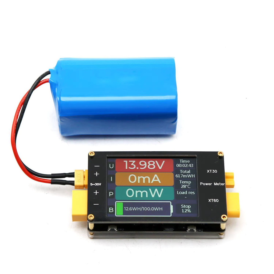 DykbRadio Leistungsmesser XT60 64A mit 2,4-Zoll-Display, bidirektionaler Stromalarm-Monitor für Li-Ion und LiFePO4 BMS, Schwarz - Bild 4