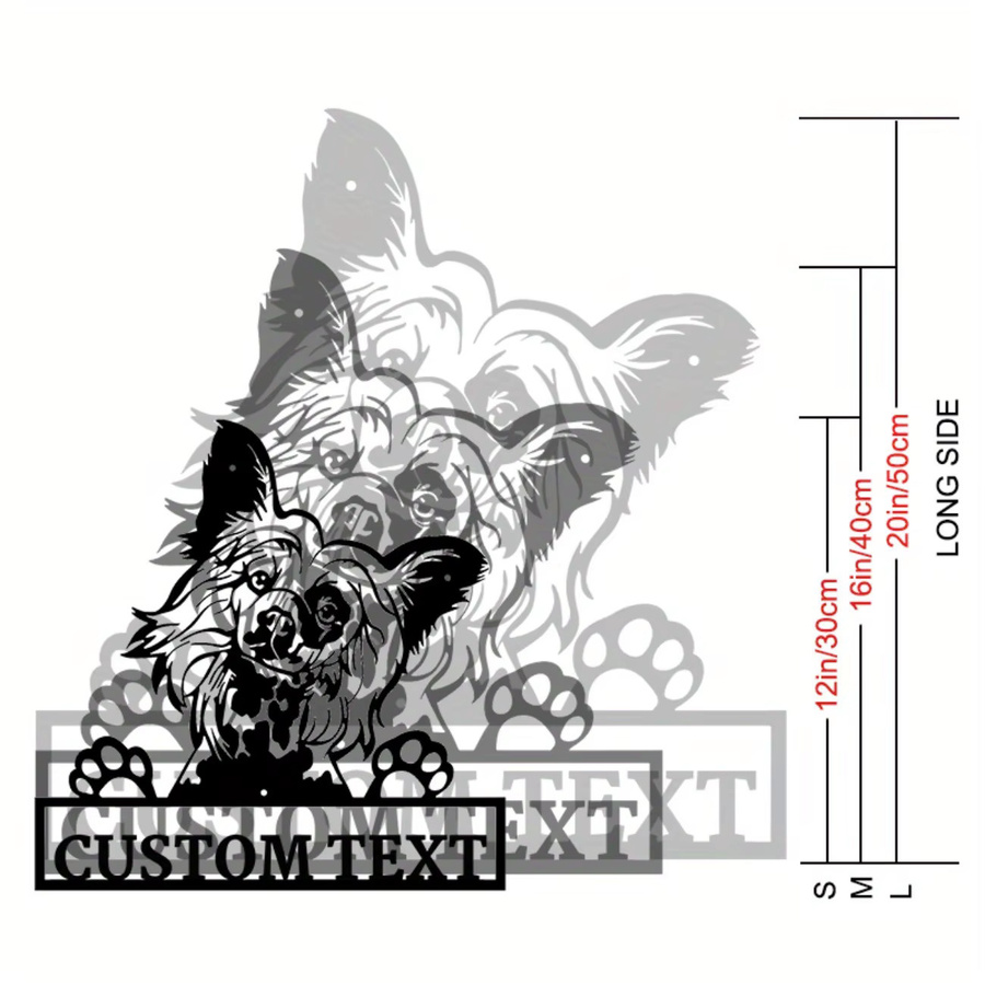 Personalisierte Metallwandkunst von Hello Young mit chinesischem Wappenhund in Schwarz - Bild 2