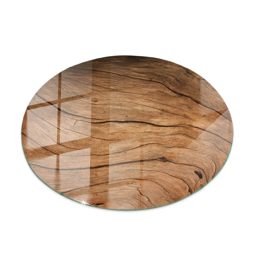 Tulup Couchtischplatte aus Glas in Braun mit natürlichem Holzmuster, B/T: 90 x 90 cm - Bild 2