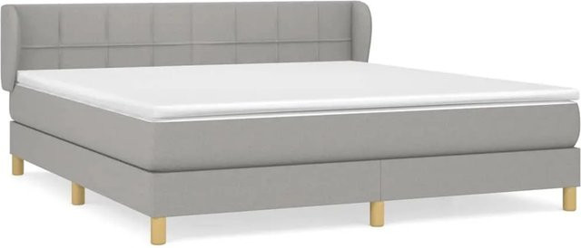 vidaXL Boxspringbett mit Matratze Hybrid-Design in Hellgrau, B/T/H: 180 x 200 x 183 cm - Bild 1