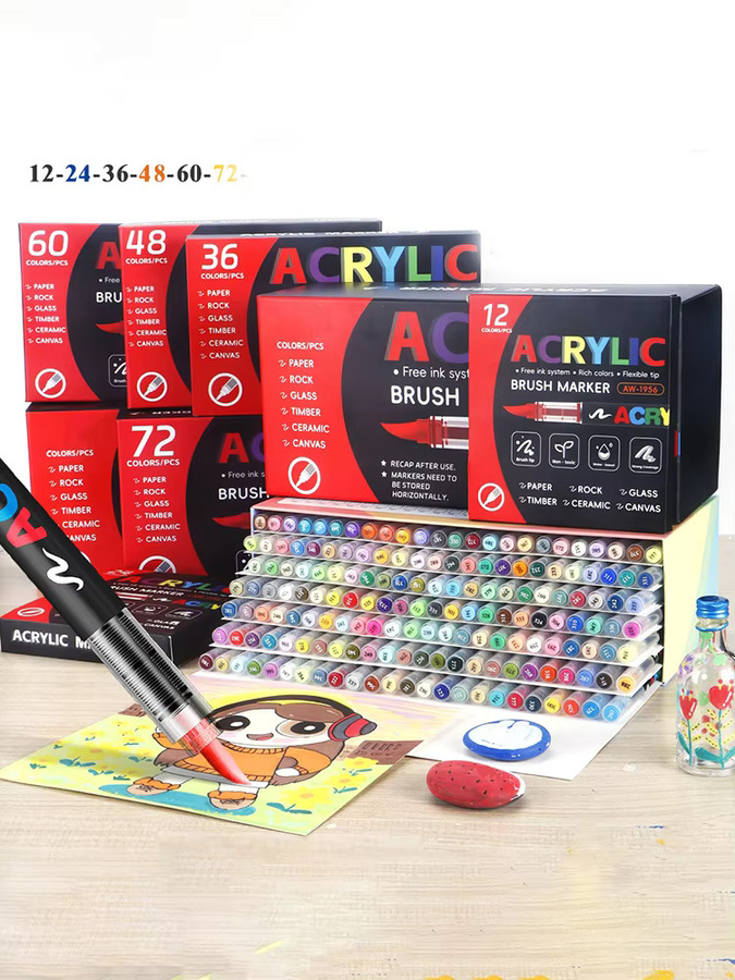 Acrylmarker Pinselstifte im Set für DIY Graffiti und Kunstgestaltung, Mehrfarbig - Bild 5