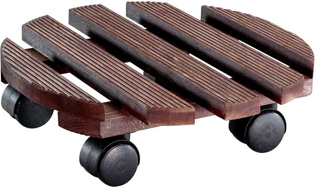 Wagner Kübelroller Country Pflanzgefäß aus Massivholz in Palisander und Beige, Durchmesser: 30 cm - Bild 1
