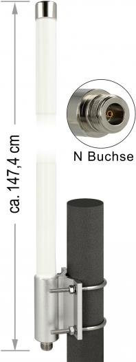 Delock LoRa 868 MHz Antenne mit 8 dBi Gewinn, kolineares Dipol-Array, ungerichtet, Wandmontage oder Stangenbefestigung, weiß (12504) - Bild 1