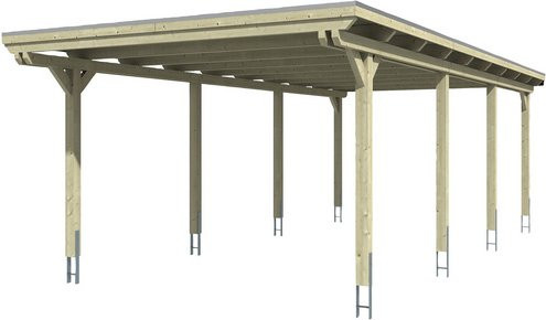 Skanholz Einzelcarport Emsland aus Leimholz in Weiß B/T: 404 x 846 cm, Höhe: 242 cm - Bild 3