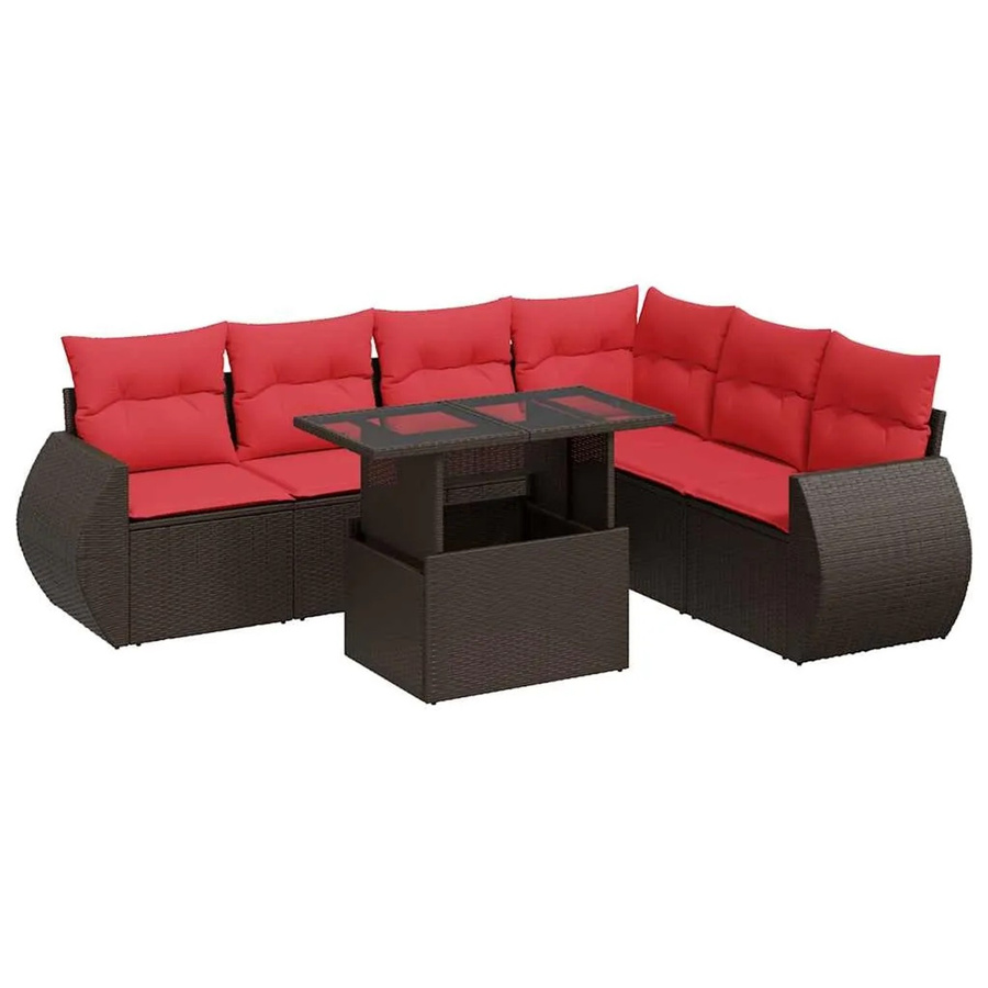 vidaXL 7-teilige Garten-Sofagarnitur aus Poly-Rattan und Akazie in Braun - Bild 2