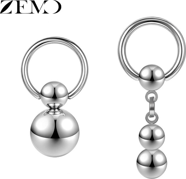 ZEMO Nippelringe Edelstahl, Silber, Unisex - Bild 1
