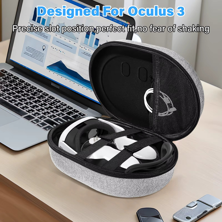 Hartschalen-Tragetasche für Meta Quest 3 und Oculus Quest 3 in Grau, mobiles Schutzzubehör für Reisen - Bild 2