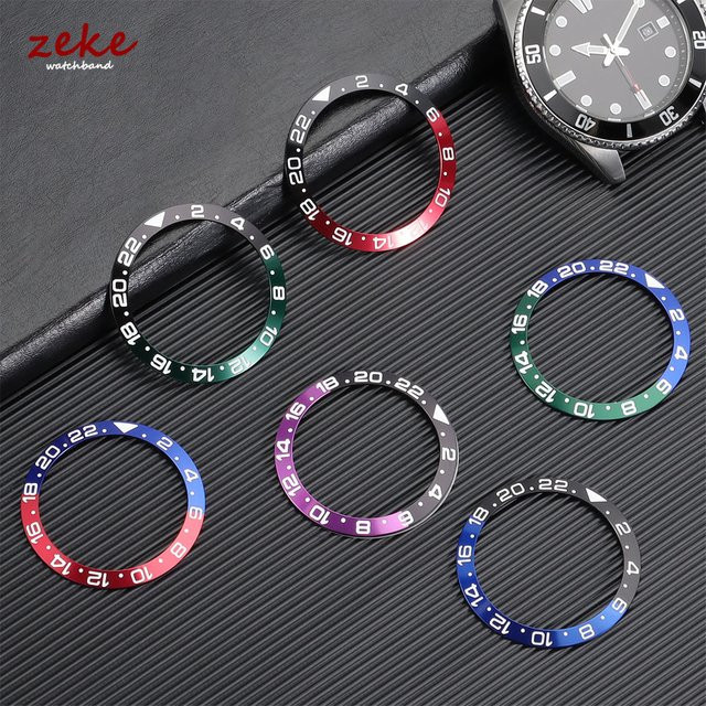 Uhrenlünette Legierung, 38 mm, Schwarz Grün, Herren, Keramik - Bild 1