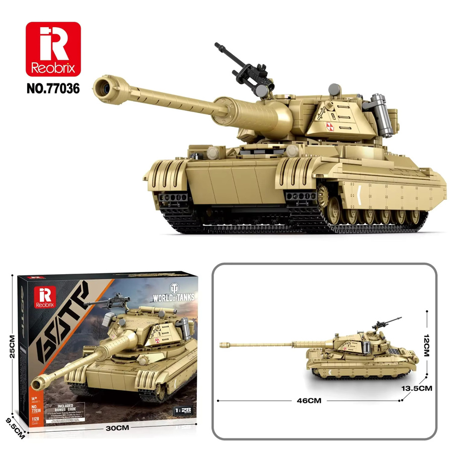 REOBRIX 60TP Panzer Baustein-Set, 1128-teiliges Militär-Modell Schweres Kampffahrzeug in Sand, DIY-Spielzeug für Kinder ab 14 Jahren - Bild 4