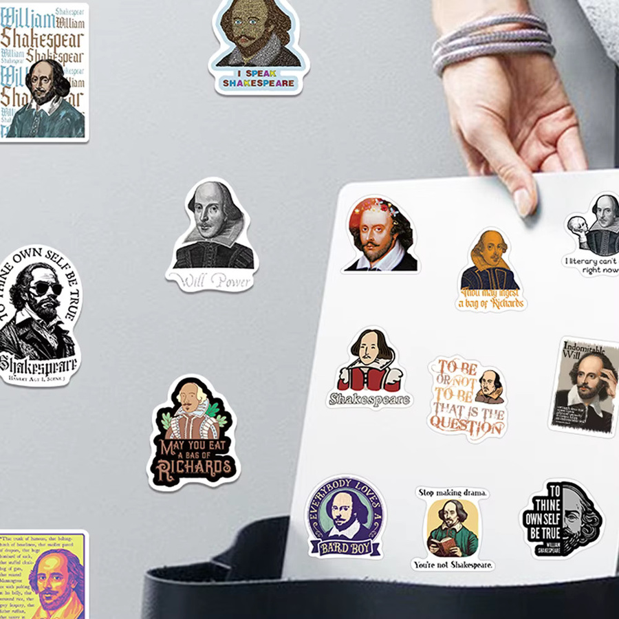 50 Stück Retro Shakespeare Graffiti Aufkleber im Renaissance-Stil, Mehrfarbig, für Tagebuch, Laptop und Kühlschrank - Bild 3