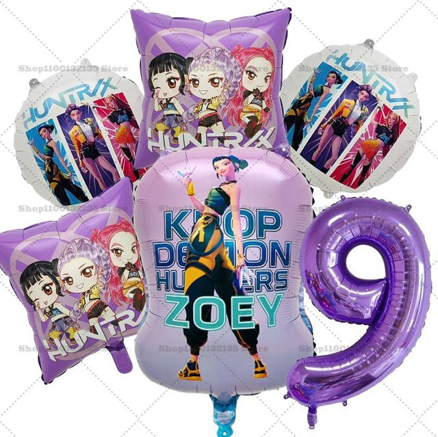 Discover Intime Runde Ballons in Lila für Kpop Dämonenjäger Geburtstag und Babyparty Dekoration - Bild 1