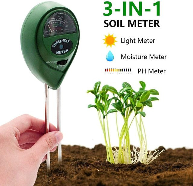 3-in-1 Bodentester in Grün zur Messung von pH-Wert, Licht, Feuchtigkeit und Nährstoffen für Blumen und Pflanzen - Bild 1
