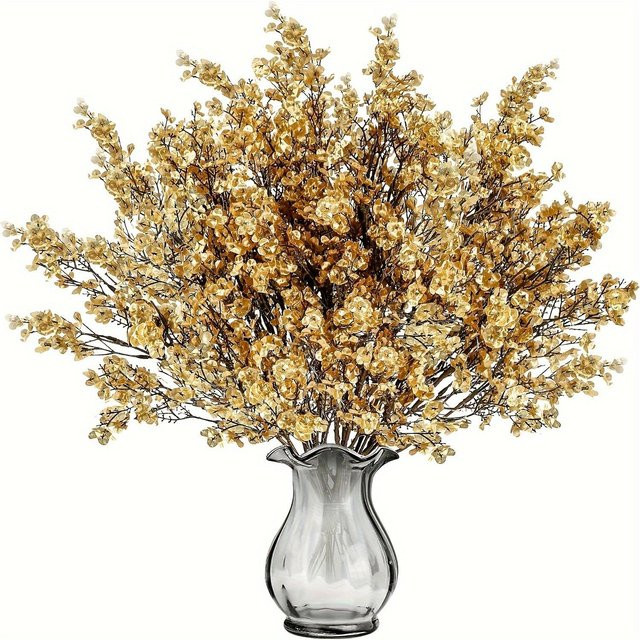 YJSTY Simulationsblumen Bouquet aus Zigeuner Pflaume in Gold für Hochzeit und Heimdekoration - Bild 1