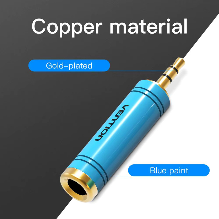 Vention Audio-Adapter 3,5 mm Klinke auf 6,35 mm Mikrofon-Stecker in Blau für Verstärker, Lautsprecher und E-Gitarren - Bild 3