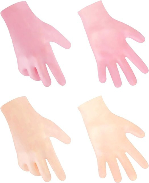 Silikonhandschuhe für die Hände, 2 Paar, Rosa und Beige, Unisex - Bild 1