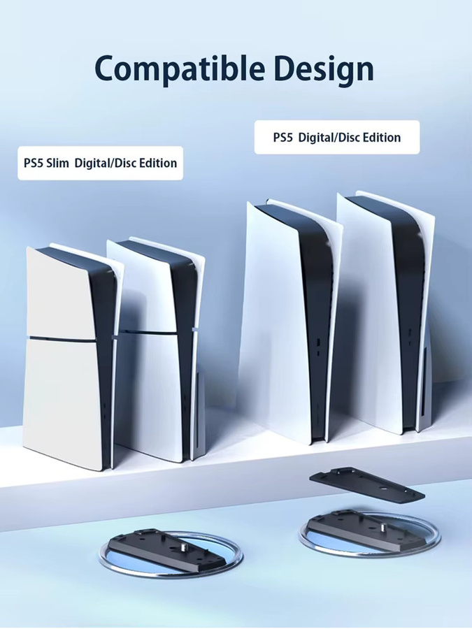 TECTINTER Vertikaler Kühlständer für PS5 und PS5 Slim in Schwarz, rutschfeste Host-Halterung für Gaming-Zubehör - Bild 6