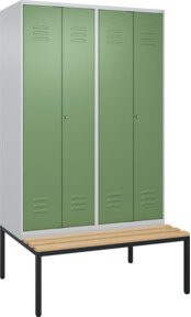 C+P Spind Classic PLUS Schwarz-Weiß-Spind mit integrierter Sitzbank aus Buche-Hartholz, 4 Abteile, B/T/H: 212,0 x 120,0 x 81,5 cm - Bild 1