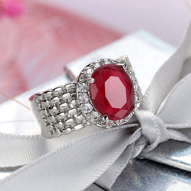 ZSHANSGL Ring, 925 Silber, Rubin, Zirkonia, Damen - Bild 1